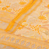 Sanskriti Vintage Sarees Yellow/Cream Pure Crepe Printed Sari 5yd Craft Fabric