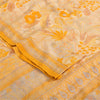 Sanskriti Vintage Sarees Yellow/Cream Pure Crepe Printed Sari 5yd Craft Fabric