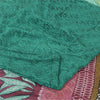 Sanskriti Vintage Sarees Green Pure Crepe Silk Printed Sari 5yd Craft Fabric