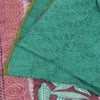 Sanskriti Vintage Sarees Green Pure Crepe Silk Printed Sari 5yd Craft Fabric