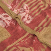 Sanskriti Vintage Sarees Red/Cream Pure Crepe Silk Printed Sari 5yd Craft Fabric