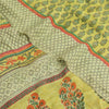 Sanskriti Vintage Sarees Green Pure Crepe Silk Printed Sari 5yd Craft Fabric