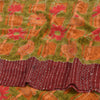 Sanskriti Vintage Sarees Hand Bead Kantha Pure Crepe Silk Print Sari 5yd Fabric