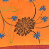 Sanskriti Vintage Sarees Orange Pure Crepe Silk Printed Sari 6yd Craft Fabric