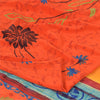 Sanskriti Vintage Sarees Orange Pure Crepe Silk Printed Sari 6yd Craft Fabric