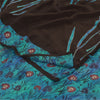 Sanskriti Vintage Sarees Brown/Blue Pure Crepe Silk Print Sari 5yd Craft Fabric