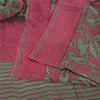 Sanskriti Vintage Sarees Red/Green Pure Crepe Silk Print Sari 5+yd Craft Fabric