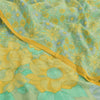 Sanskriti Vintage Sarees Lemon Green Pure Crepe Printed Sari 6+yd Craft Fabric