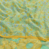 Sanskriti Vintage Sarees Lemon Green Pure Crepe Printed Sari 6+yd Craft Fabric