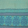 Sanskriti Vintage Sarees Blue 100% Pure Crepe Silk Printed Sari 5yd Craft Fabric