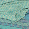 Sanskriti Vintage Sarees Blue 100% Pure Crepe Silk Printed Sari 5yd Craft Fabric