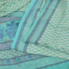 Sanskriti Vintage Sarees Blue 100% Pure Crepe Silk Printed Sari 5yd Craft Fabric