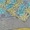 Sanskriti Vintage Sarees Gray 100% Pure Crepe Silk Printed Sari 5yd Craft Fabric