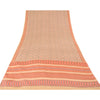 Sanskriti Vintage Sarees Peach/Gray Pure Crepe Silk Print Sari 5yd Craft Fabric