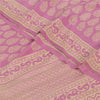 Sanskriti Vintage Sarees Pink Pure Crepe Block Printed Sari 6+yd Craft Fabric