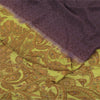 Sanskriti Vintage Sarees Purple/Green Pure Crepe Printed Sari 5+yd Craft Fabric