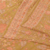 Sanskriti Vintage Sarees Mustard Green Pure Crepe Silk Printed Sari 5+yd Fabric