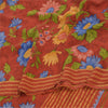 Sanskriti Vintage Sarees Reddish Orange Pure Crepe Silk Printed Sari 5+yd Fabric