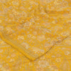 Sanskriti Vintage Sarees Yellow Pure Crepe Silk Printed Sari 5+yd Craft Fabric