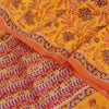 Sanskriti Vintage Sarees Yellow Pure Crepe Silk Printed Sari 5+yd Craft Fabric