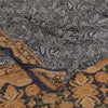 Sanskriti Vintage Sarees Black/Gray Pure Crepe Silk Print Sari 5+yd Craft Fabric