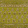 Sanskriti Vintage Sarees Green Pure Crepe Silk Printed Sari 5+yd Craft Fabric