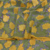 Sanskriti Vintage Sarees Green/Yellow Pure Crepe Printed Sari 5+yd Craft Fabric