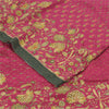 Sanskriti Vintage Sarees Hot Pink Pure Crepe Silk Printed Sari 5+yd Craft Fabric