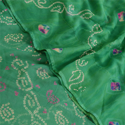 Sanskriti Vintage Sarees Bandhani Printed Pure Georgette Silk Sari Craft Fabric