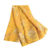 Sanskriti Vintage Sarees Yellow Pure Chiffon Silk Printed Sari Soft Craft Fabric