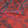 Sanskriti Vintage Sarees Red/Blue Pure Georgette Silk Printed Sari Craft Fabric