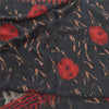 Sanskriti Vintage Sarees Black/Red Pure Georgette Silk Printed Sari Craft Fabric