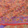 Sanskriti Vintage Sarees Peach 100% Pure Georgette Printed Sari 5yd Craft Fabric