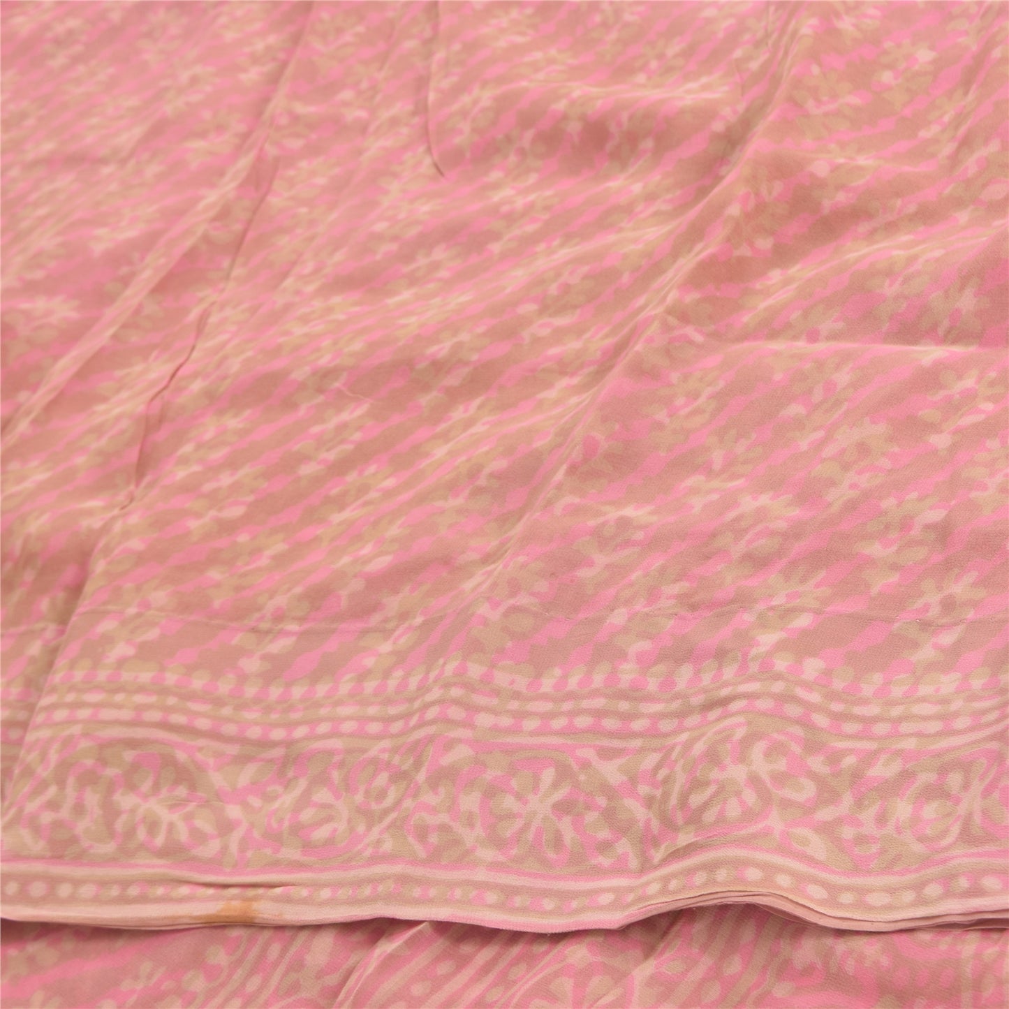 Sanskriti Vintage Sarees Mauve Pure Georgette Silk Printed Sari 5yd Craft Fabric