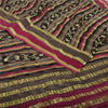 Sanskriti Vintage Sarees Black Pure Chiffon Silk Ikat Printed Sari Craft Fabric