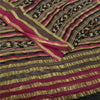 Sanskriti Vintage Sarees Black Pure Chiffon Silk Ikat Printed Sari Craft Fabric