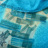 Sanskriti Vintage Sarees Blue Pure Chiffon Silk Ikat Printed Sari Craft Fabric