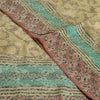 Sanskriti Vintage Sarees Cream Pure Georgette Silk Printed Sari 5yd Craft Fabric