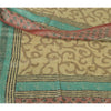 Sanskriti Vintage Sarees Cream Pure Georgette Silk Printed Sari 5yd Craft Fabric