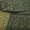 Sanskriti Vintage Sarees Dark Green Pure Georgette Silk Print Sari Craft Fabric