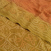 Sanskriti Vintage Sarees Green/Orange Bandhani Print Pure Georgette Sari Fabric