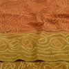 Sanskriti Vintage Sarees Green/Orange Bandhani Print Pure Georgette Sari Fabric