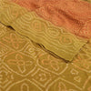 Sanskriti Vintage Sarees Green/Orange Bandhani Print Pure Georgette Sari Fabric