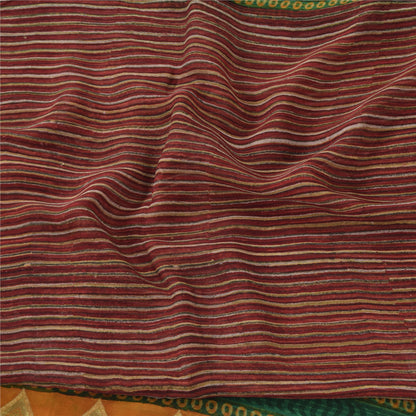 Sanskriti Vintage Sarees Dark Red Pure Georgette Silk Printed Sari Craft Fabric