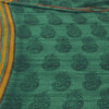 Sanskriti Vintage Sarees Green Pure Georgette Block Printed Sari Craft Fabric