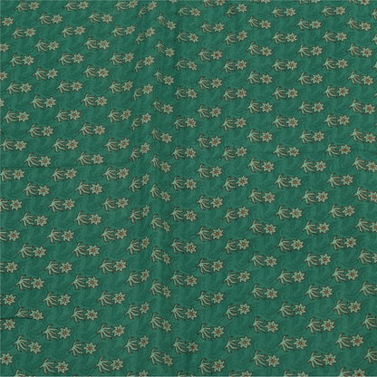 Sanskriti Vintage Sarees Green Pure Georgette Silk Printed Sari 5yd Craft Fabric