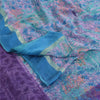 Sanskriti Vintage Sarees Blue/Purple Pure Georgette Silk Print Sari Craft Fabric