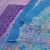 Sanskriti Vintage Sarees Blue/Purple Pure Georgette Silk Print Sari Craft Fabric