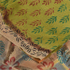 Sanskriti Vintage Sarees Green Pure Georgette Silk Hand Bloc kPrint Sari Fabric