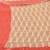 Sanskriti Vintage Sarees Peach Pure Georgette Silk Block Printed Sari 5yd Fabric